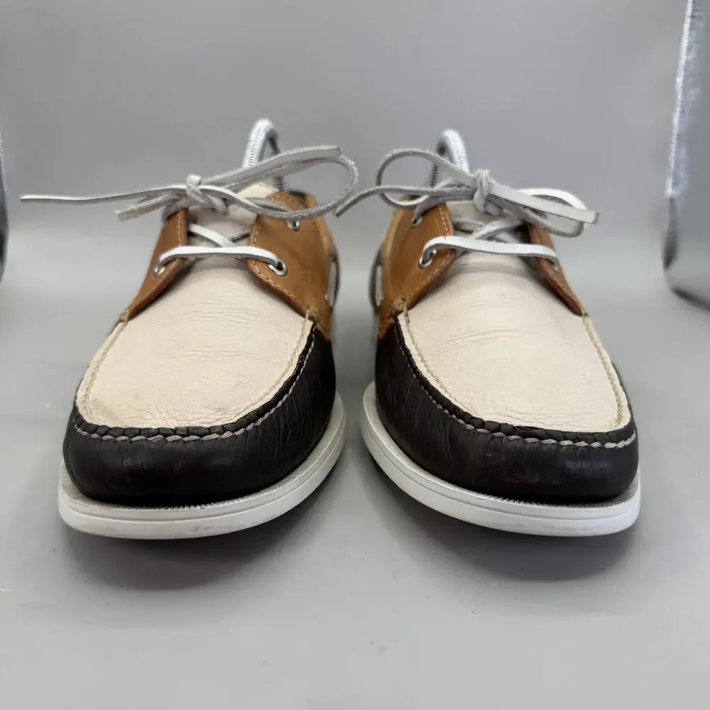 Cole Haan NikeAir Boat Shoes Mens Size 9 Brown Tan White Casual Leather C06340